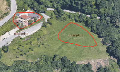 Luftaufnahme der Casa Del Cuore mit Startplatz direkt vor dem Gebäude